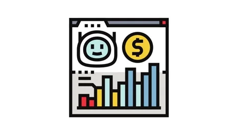 Ai powered financial advisor fintech color icon animation Stock Footage 326116306