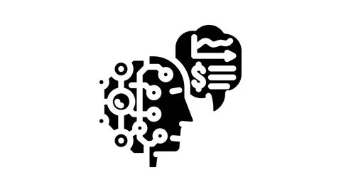 Ai powered financial advisor fintech glyph icon animation Stock Footage 326729758