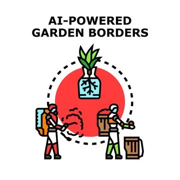 Ai powered garden borders concept with smart cultivation Stock Illustration