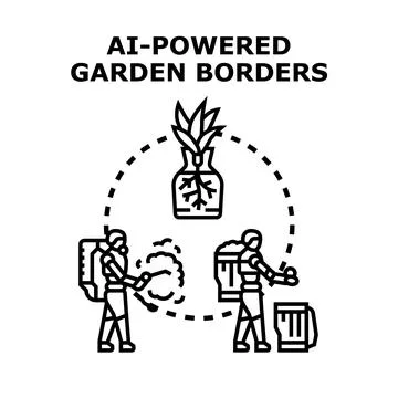 Ai powered garden borders concept with smart cultivation Stock Illustration
