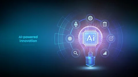AI-powered innovation concept. Artificial intelligence, smart technology, m.. Stock Illustration