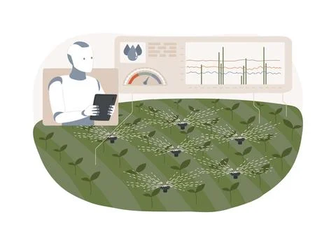 AI-Powered Irrigation Management abstract concept vector illustration. 库存插图