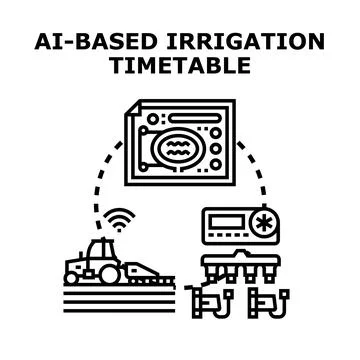 Ai powered irrigation timetable planning and farm management Stock-Illustration