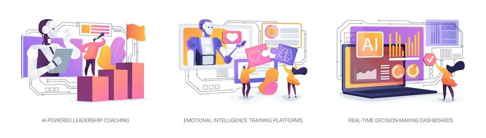 AI-Powered Leadership Development Tools abstract concept vector illustrations. Illustrazione stock