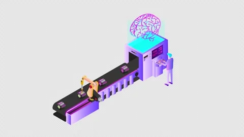 AI Powered Manufacturing Machine with Quality Control and Transparent Backgr Video stock 345836809