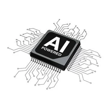 AI Powered Microchip CPU Processor with Circuit. 3d Rendering イラスト素材