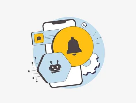 AI-powered mobile notifications - personalized messages that use machine 스톡 일러스트