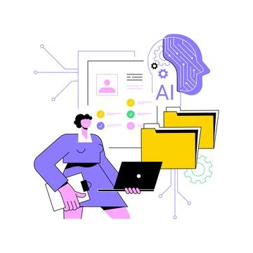 AI-Powered Onboarding Process abstract concept vector illustration. Illustrazione stock