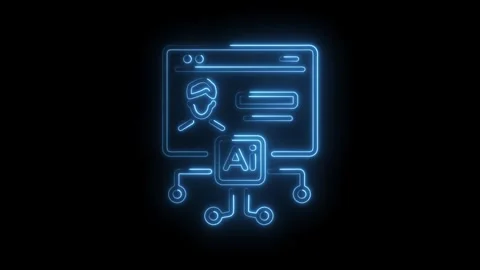 Ai powered online profile neon glowing animation on black background digital Stock Footage 330773612