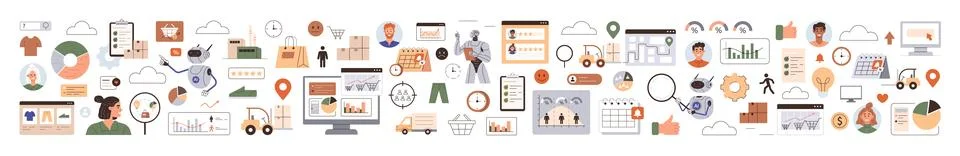 AI powered personalization, AI driven inventory management customer insights  Illustrazione stock