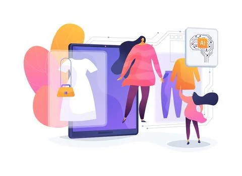 AI-Powered Personalized Virtual Try-Ons abstract concept vector illustration. 库存插图