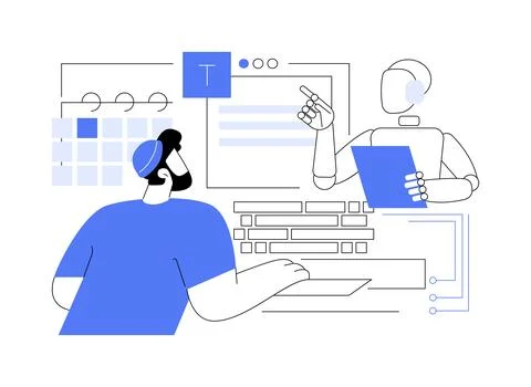 AI-Powered Post Scheduling and Analysis abstract concept vector illustration. Stock Illustration