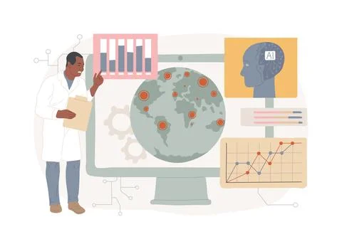 AI-Powered Predictive Disease Outbreak Analysis abstract concept vector Stock Illustration