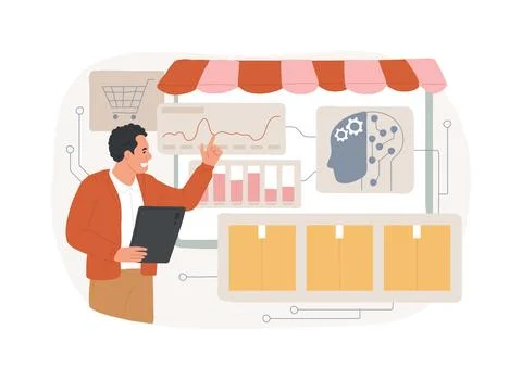 AI-Powered Predictive Stocking abstract concept vector illustration. Stock Illustration
