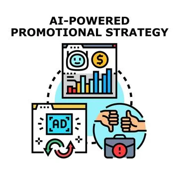 Ai powered promotional strategy optimizing digital advertising process Stock Illustration