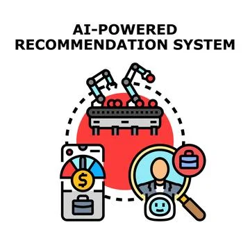 Ai powered recommendation system providing personalized user experience Illustrazione stock