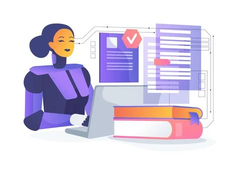 AI-Powered Research Assistant abstract concept vector illustration. Stockillustratie
