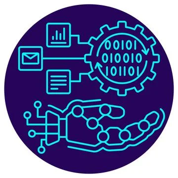 AI-Powered Robotic Process Automation icon. Vector thin line illustration Stock Illustration