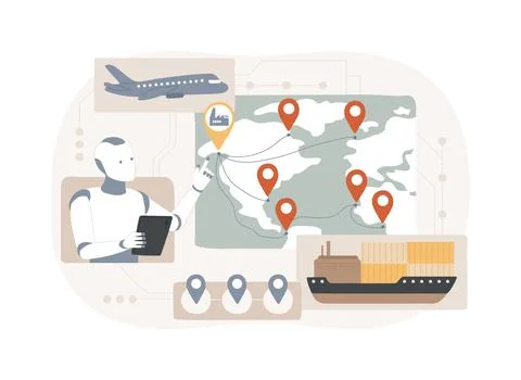 AI-Powered Route Optimization abstract concept vector illustration. イラスト素材