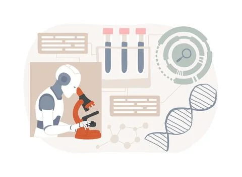 AI-Powered Scientific Discovery abstract concept vector illustration. Stock Illustration