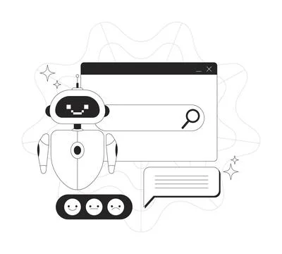 AI powered search bar line onboarding ui illustration 스톡 일러스트