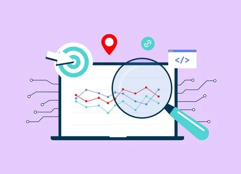 Ai-Powered SEO Competitor Analysis. Ai Digital Marketing concept. Automated seo Illustrazione stock