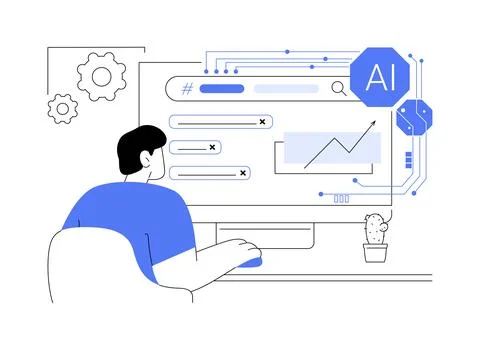 AI-Powered SEO Optimization abstract concept vector illustration. Illustrazione stock