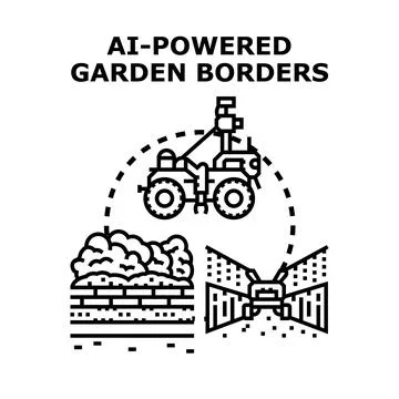 Ai powered smart gardening system creating garden borders Illustrazione stock