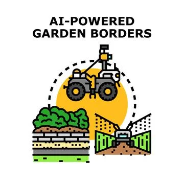 Ai powered smart gardening system creating garden borders Illustrazione stock