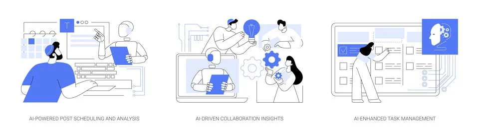 AI-Powered soft and applications abstract concept vector illustrations. Stock Illustration