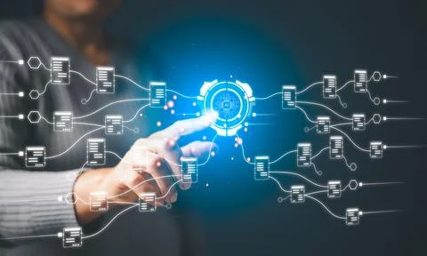 AI-powered software leverages digital technology to enhance business manage.. Stockfoto's