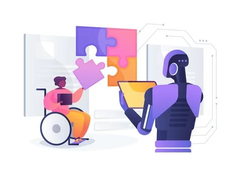 AI-Powered Special Education Support abstract concept vector illustration. Stock Illustration