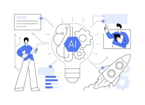 AI-Powered Startup Idea Generators abstract concept vector illustration. Stock Illustration