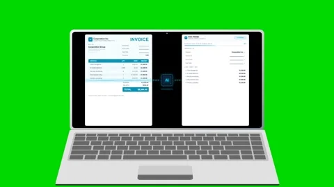 Ai powered system to extract data from a digital invoice on laptop. 4K 스톡 동영상 341694475