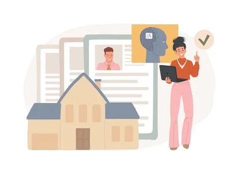 AI-Powered Tenant Screening abstract concept vector illustration. 库存插图