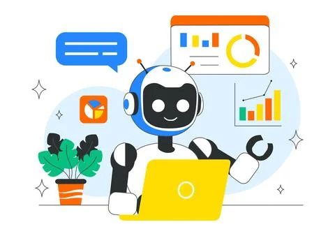AI Powered Tools Illustration featuring Ai Powered Data analytics, Automate.. Stock Illustration
