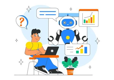 AI Powered Tools Illustration featuring Ai Powered Data analytics, Automate.. Illustrazione stock