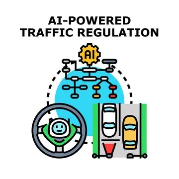 Ai powered traffic regulation concept creating smart city infrastructure Stock Illustration