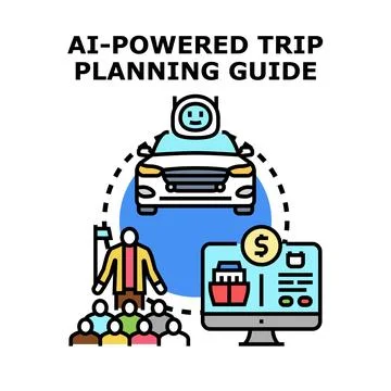 Ai powered trip planning guide service using technology Stock Illustration