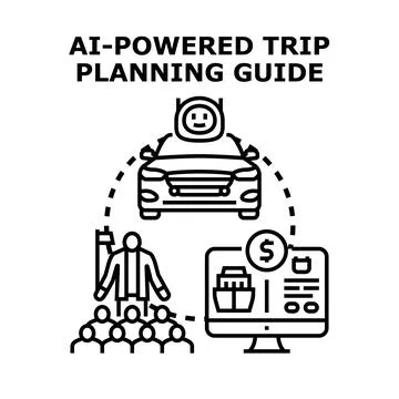 Ai powered trip planning guide service using technology Illustrazione stock
