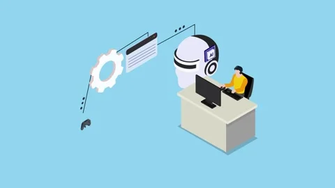 AI-powered virtual interaction, gaming, and development setup 3d animation .. Stock Footage 302529061