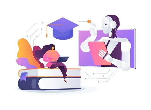 AI-Powered Virtual Tutors abstract concept vector illustration. Stock Illustration