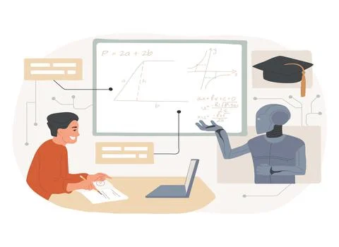 AI-Powered Virtual Tutors abstract concept vector illustration. Stock Illustration