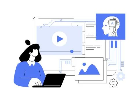 AI-Powered Visual Content Creation abstract concept vector illustration. Stockillustratie