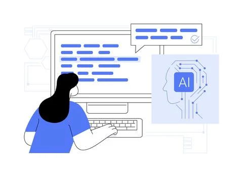 AI-Powered Writing Assistant abstract concept vector illustration. Illustrazione stock