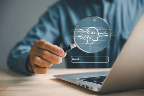 AI powers this search engine concept, magnifying personalized results with .. 库存照片