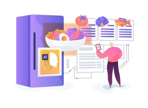 AI-Predictive AI-Optimized Diet Planning abstract concept vector illustration. Illustrazione stock