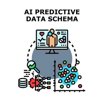 Ai predictive data schema analyzing medical health data Stock Illustration