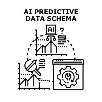 Ai predictive data schema concept developing data analysis Stock Illustration