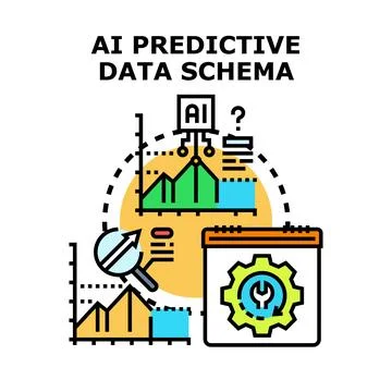 Ai predictive data schema concept developing data analysis Stock Illustration